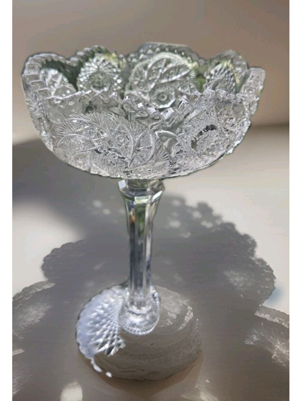 Vintage Westmoreland Paddlewheel Cut Glass 8" Footed Compote